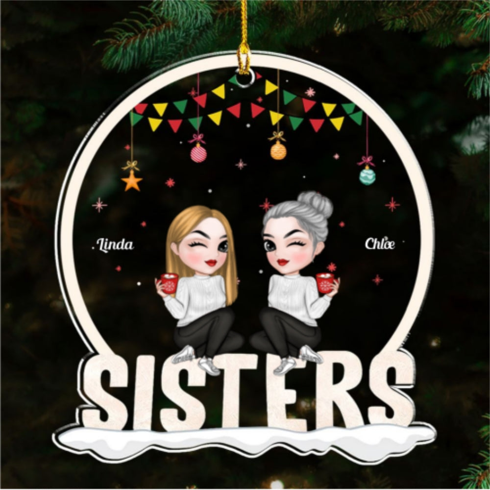 Custom Friendship Christmas Ornament, Best Friend Gift •  Forever Bonded Sisters - Personalized Acrylic Ornament