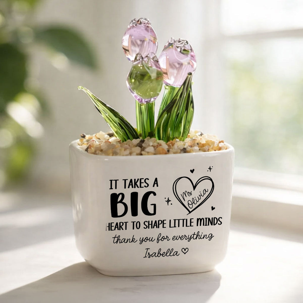 Custom Flower Keepsake, Meaningful Glass Home Decor Gift • Teachers Make Dreams Bloom - Personalized Glass Everlasting Tulips