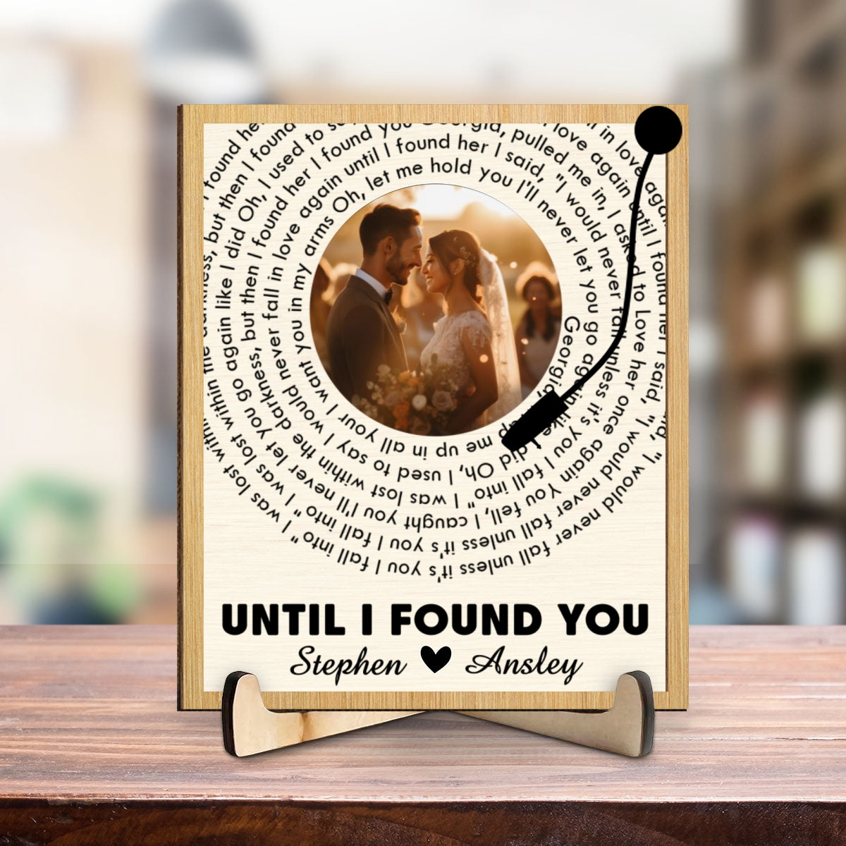 Custom Couple's Decor, Anniversary & Wedding Gift • Couple Photo And Favorite Spiral Song Lyrics - Personalized Wooden Plaque