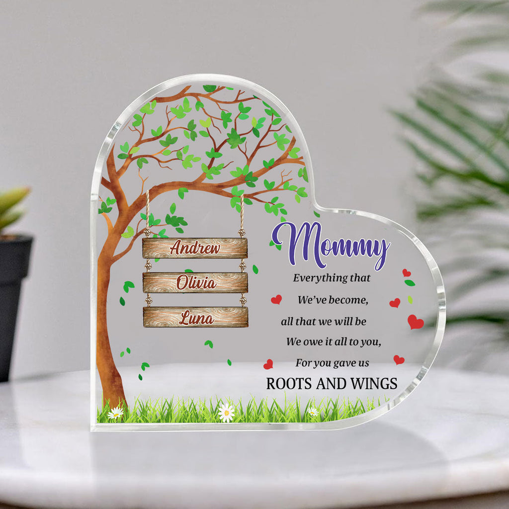 Custom Mother's Day Decor, Gift for Mom & Grandma • You Gave Us Roots And Wings - Personalized Acrylic Plaque