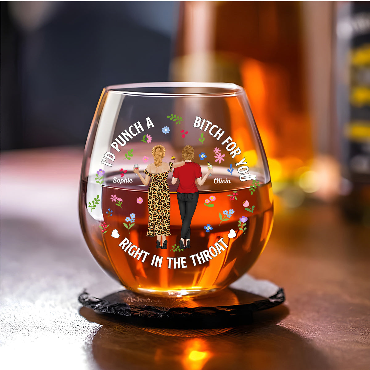 Punch Bitch Besties - Personalized Wine Glass