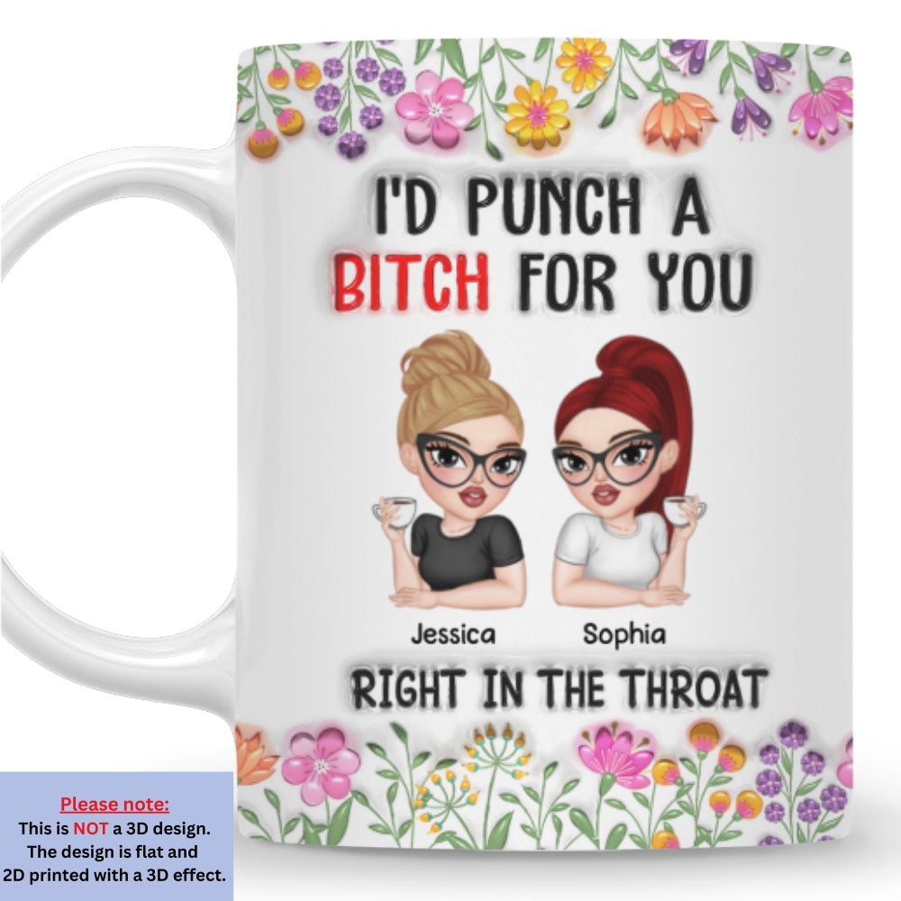 Custom Best Friend, Christmas & Birthday Friendship Keepsake Gift • Punch For You My Bestie - Personalized 3D Inflated Effect Mug