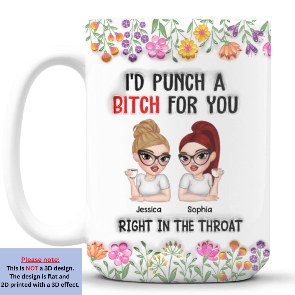 Custom Best Friend, Christmas & Birthday Friendship Keepsake Gift • Punch For You My Bestie - Personalized 3D Inflated Effect Mug
