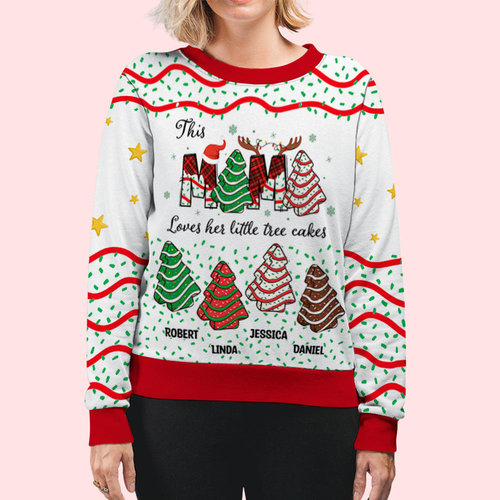 Custom Grandma Christmas Sweatshirt, Gift for Mothers • Grandma Christmas Tree Cake - Personalized All-Over-Print Sweatshirt