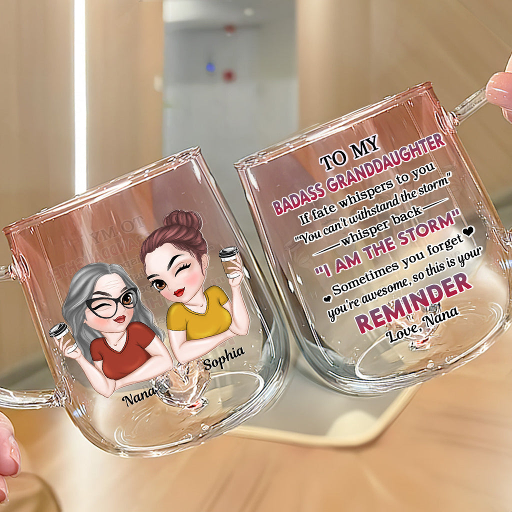 Custom Christmas & Birthday Gift for Daughter • My Brave Granddaughter - Personalized Pink Gradient Glass Mug