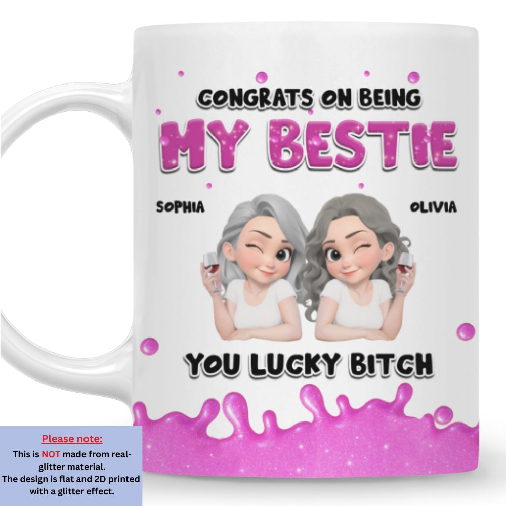 Custom Best Friend, Christmas & Birthday Friendship Keepsake Gift • Congrats My Bestie - Personalized Coffee Mug
