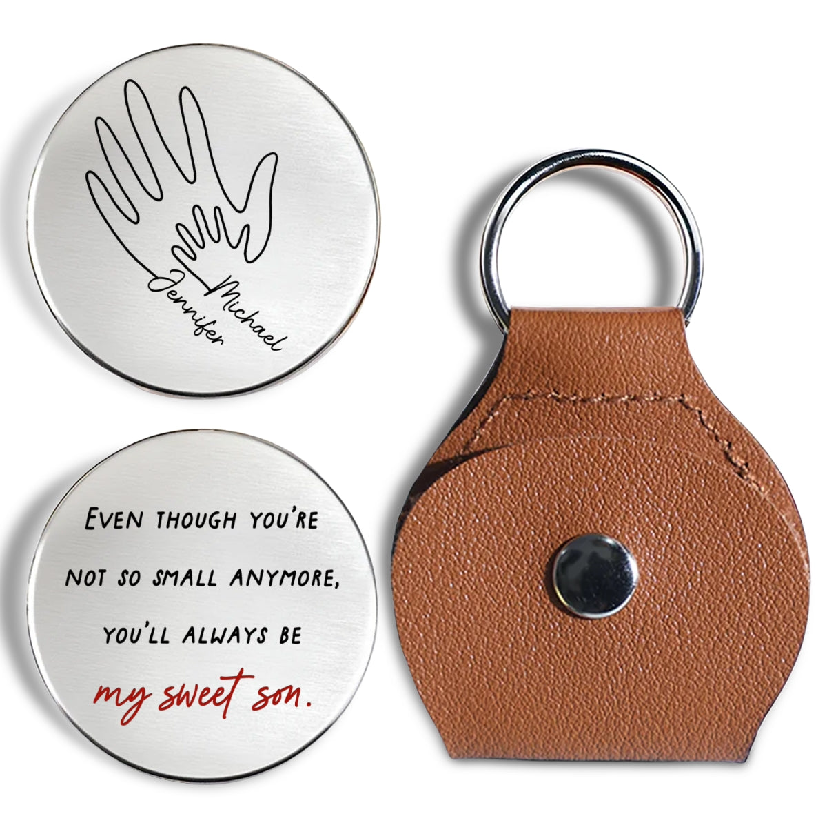 Custom Coin Keychain for Son, Father's Day Birthday Gifts • Always My Little One - Personalized Pocket Hug