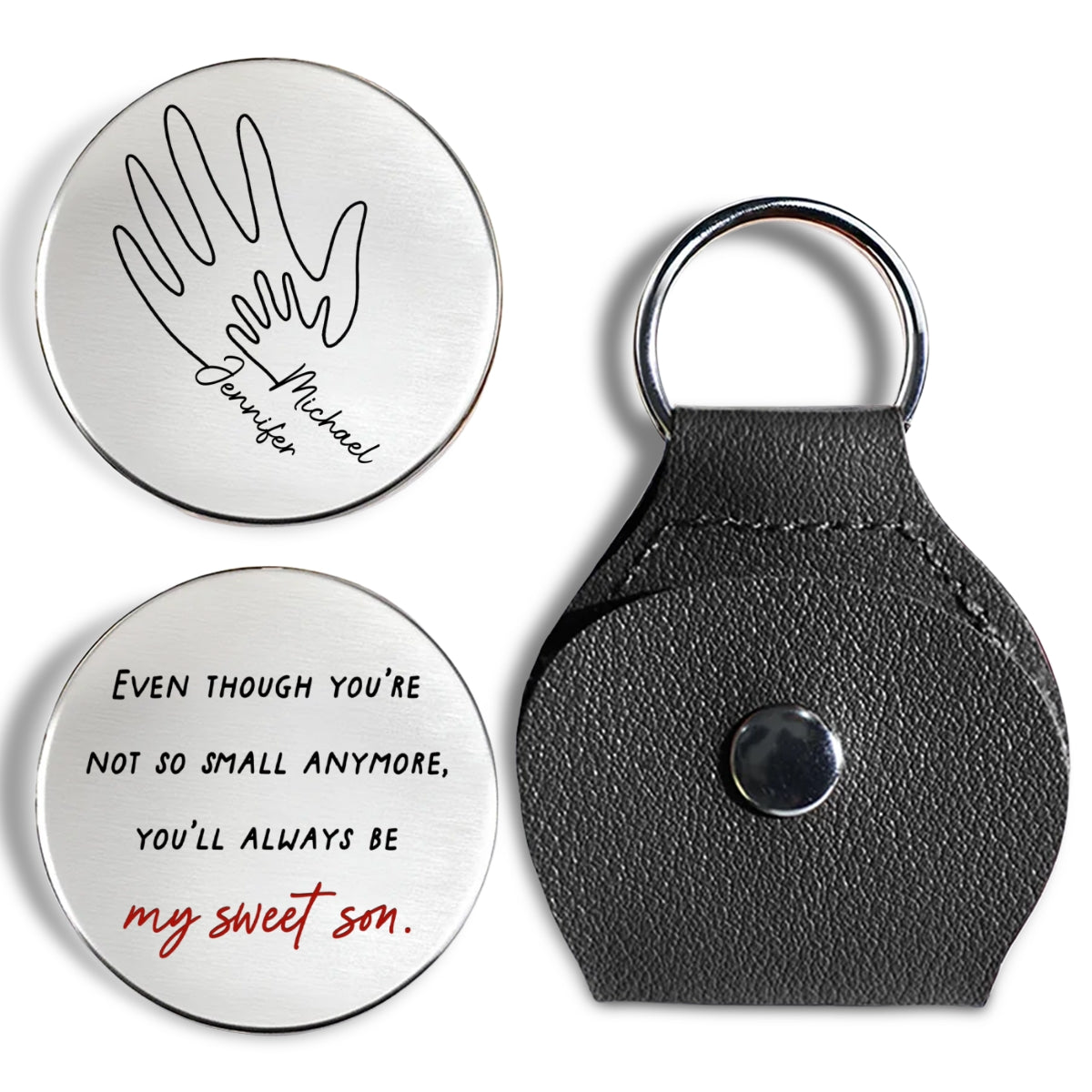 Custom Coin Keychain for Son, Father's Day Birthday Gifts • Always My Little One - Personalized Pocket Hug