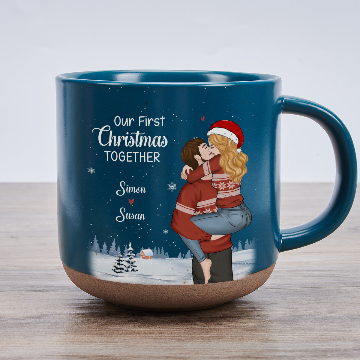 Custom Anniversary Keepsake Gifts For Couple • First Christmas Together - Personalized Pottery Mug