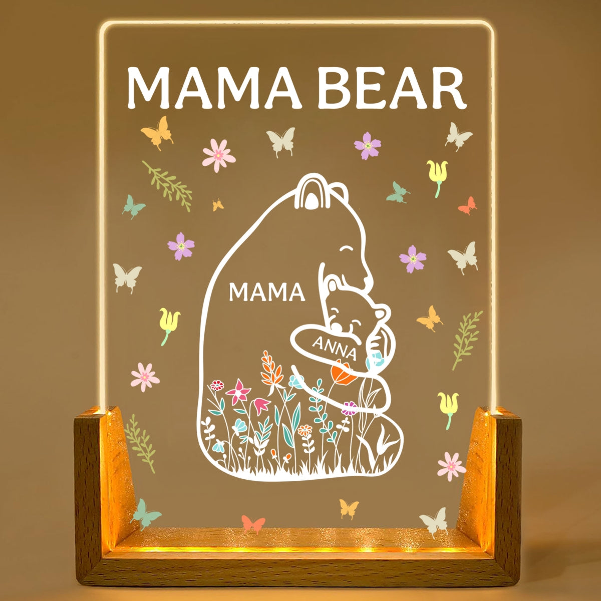 Custom Gift for Mom Grandma, Mother's Day Birthday • Mama Bear - Personalized Night Light