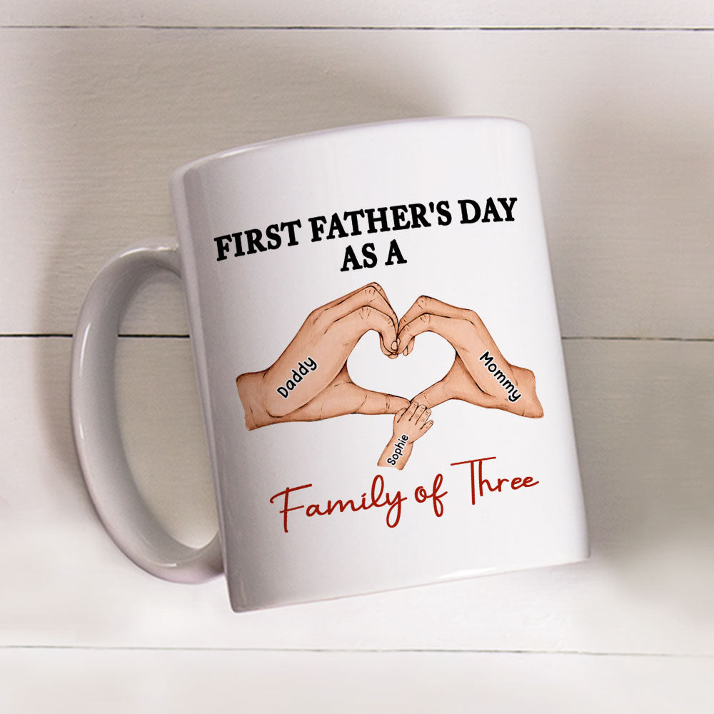 Custom First Father's Day, Christmas Gift for New Dad • Family Of Three - Personalized Coffee Mug