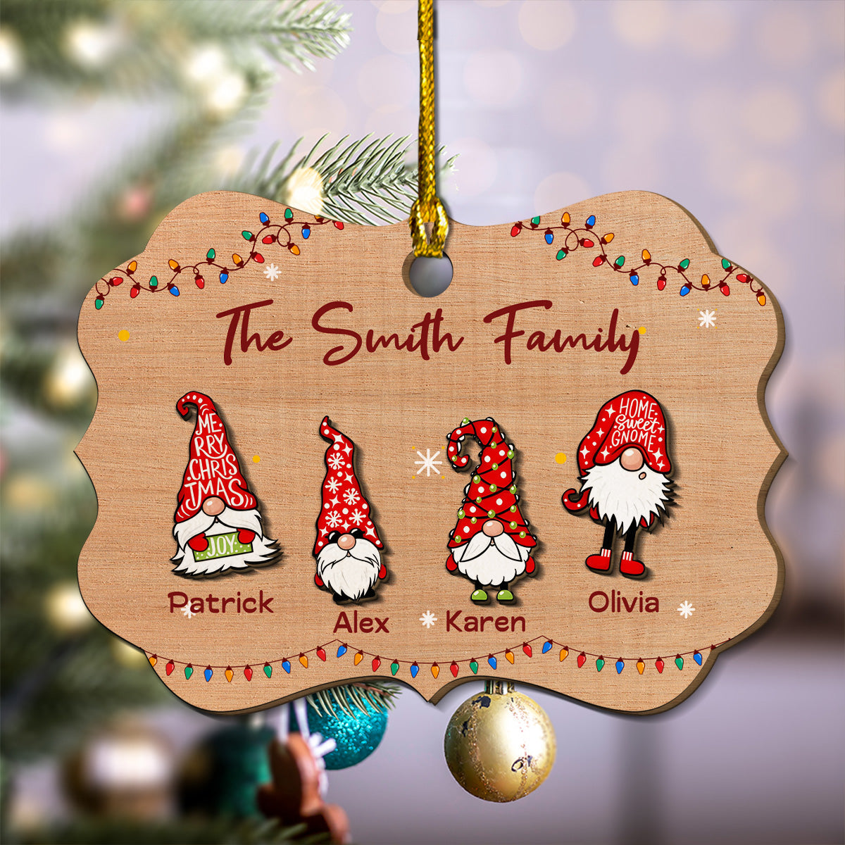Custom Family Ornament, Christmas Gift for Family Members •  Family Joy - Personalized Wood Ornament