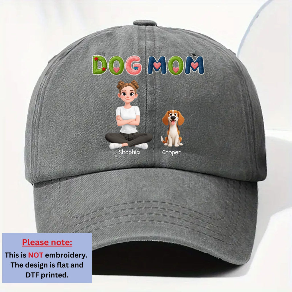Custom Christmas Headwear Birthday Gifts for Dog Parents • Sun On Our Heads - Personalized 3D Effect Vintage Washed Denim Cap