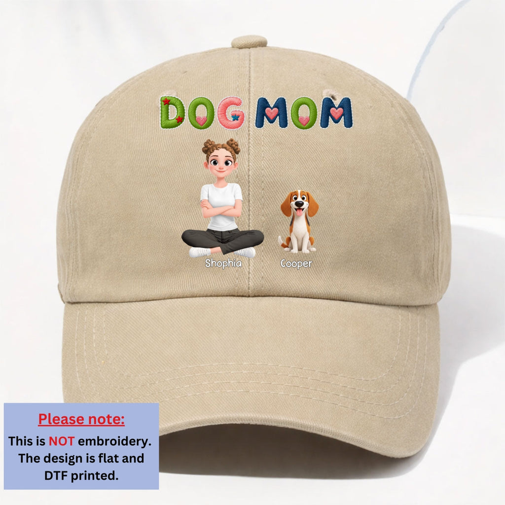 Custom Christmas Headwear Birthday Gifts for Dog Parents • Sun On Our Heads - Personalized 3D Effect Vintage Washed Denim Cap