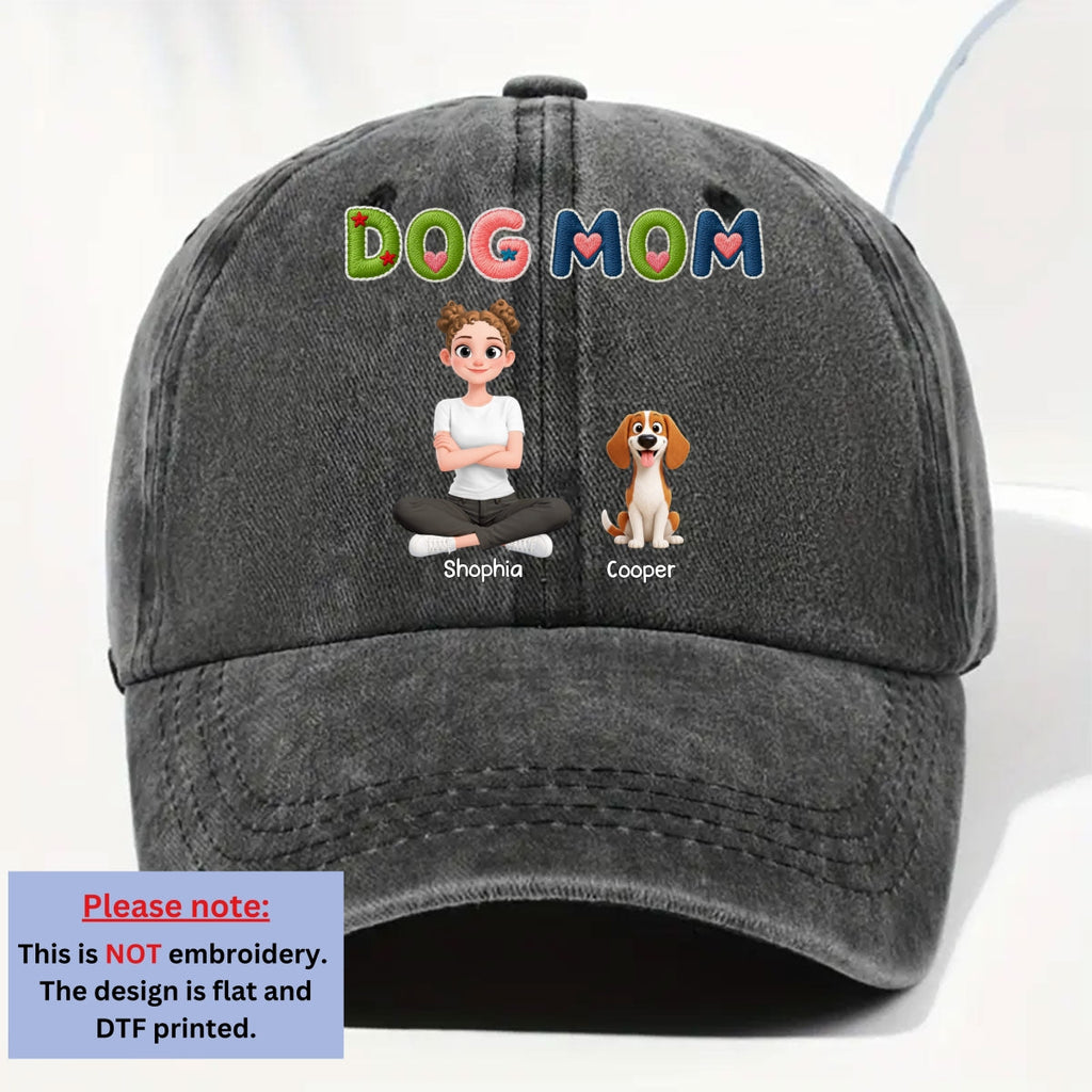 Custom Christmas Headwear Birthday Gifts for Dog Parents • Sun On Our Heads - Personalized 3D Effect Vintage Washed Denim Cap