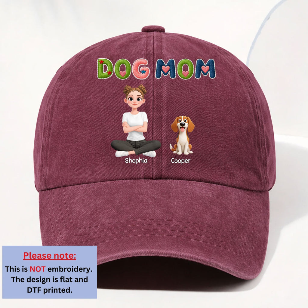 Custom Christmas Headwear Birthday Gifts for Dog Parents • Sun On Our Heads - Personalized 3D Effect Vintage Washed Denim Cap