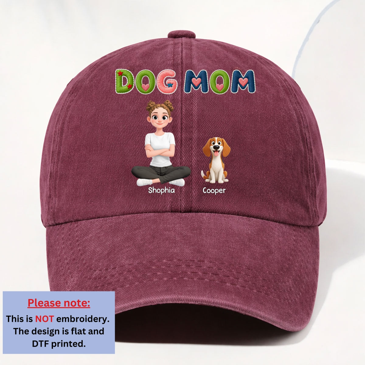Custom Christmas Headwear Birthday Gifts for Dog Parents • Sun On Our Heads - Personalized 3D Effect Vintage Washed Denim Cap