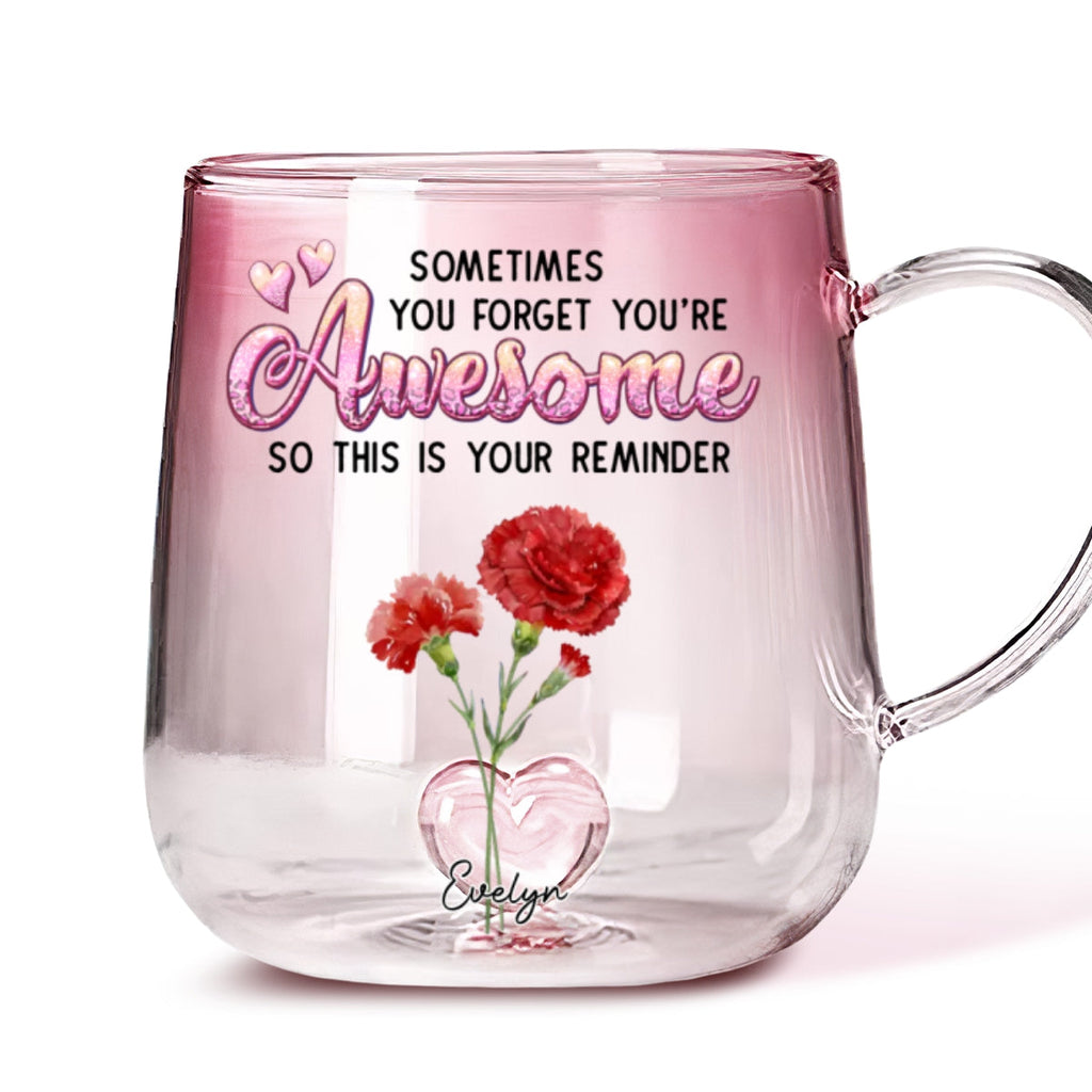 Custom Best Friend, Christmas & Birthday Friendship Keepsake Gift • You Are Always Awesome - Personalized Pink Gradient Glass Mug