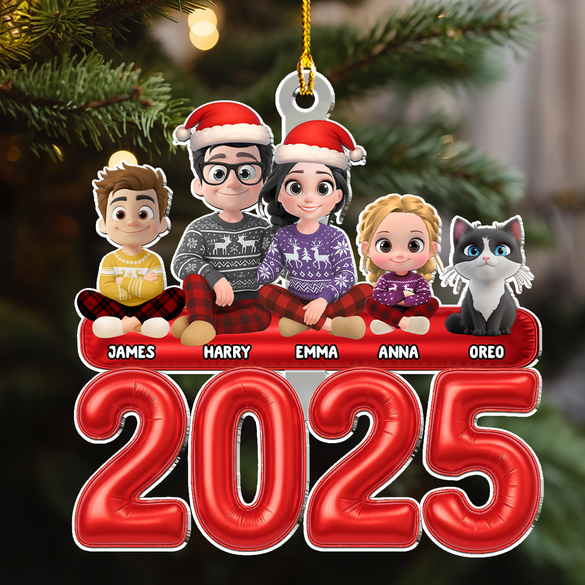 Custom Family Ornament, Christmas Gift for Family Members •  Us And Our Lovely Children - Personalized Acrylic Ornament