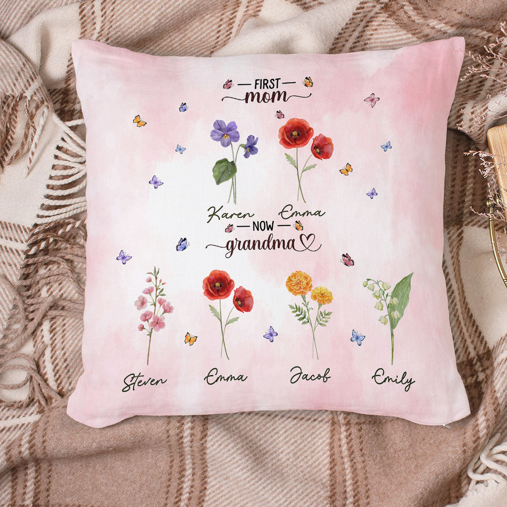 First Mom Now Grandma - Personalized Throw Pillow