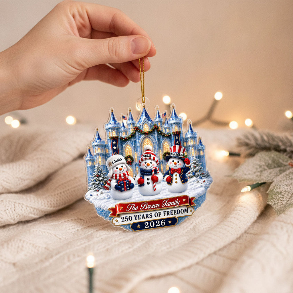 Custom Family Ornament, Christmas Gift for Family Members •  America 250th Anniversary Christmas - Personalized Acrylic Ornament
