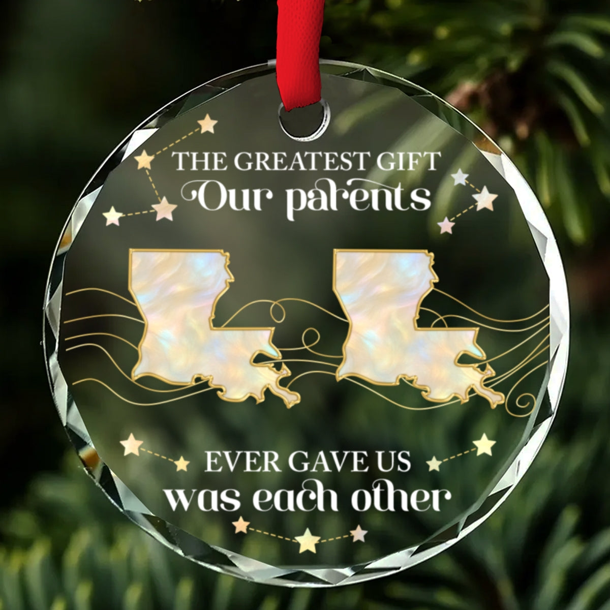 Custom Brothers & Sisters Christmas Ornament •  Sibling Of Pearl - Personalized Glass Ornament