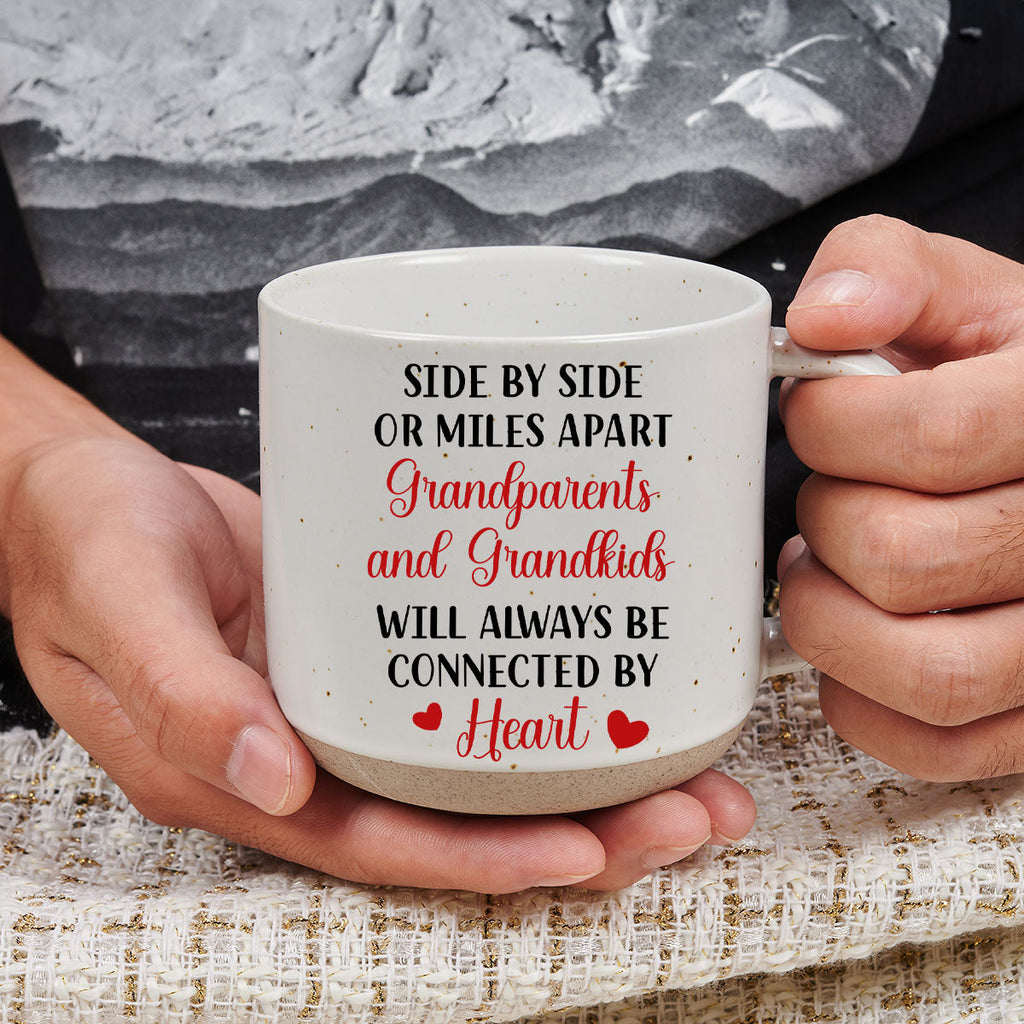 Custom Christmas & Birthday Keepsake Gift • We Will Always Be Connected By Heart - Personalized Pottery Mug