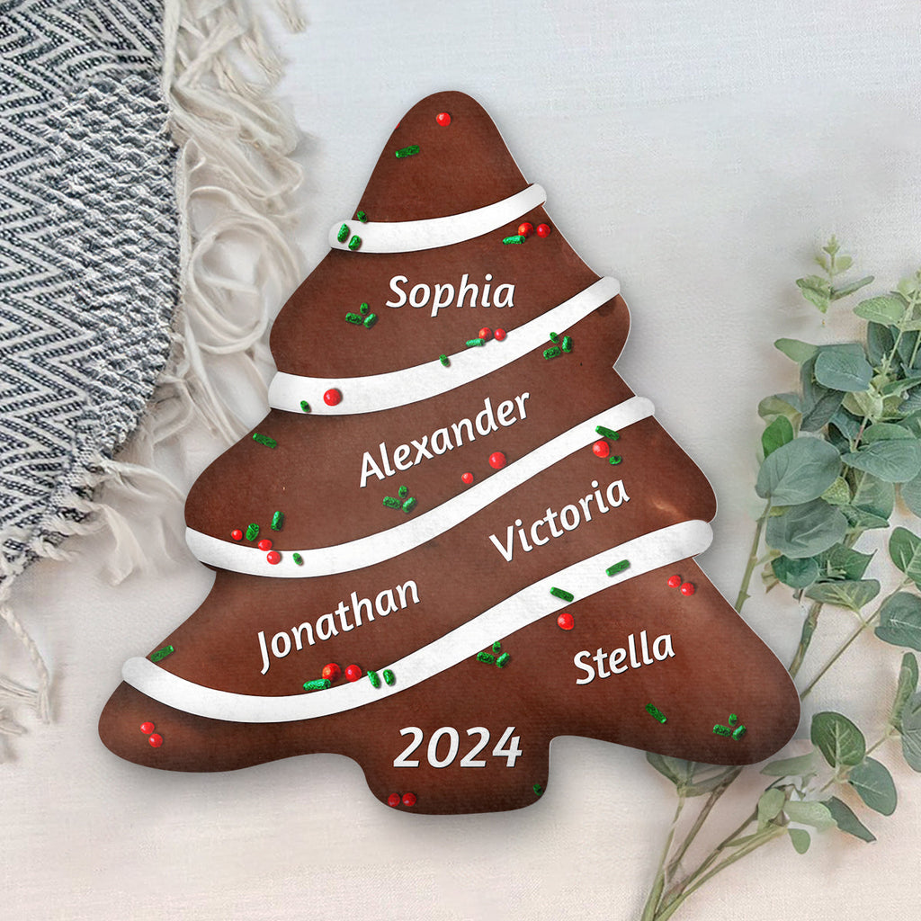 Custom Name Kids Christmas Tree Pillow, Family Keepsake From Parents • Soft Christmas Tree Cake - Personalized Shaped Pillow