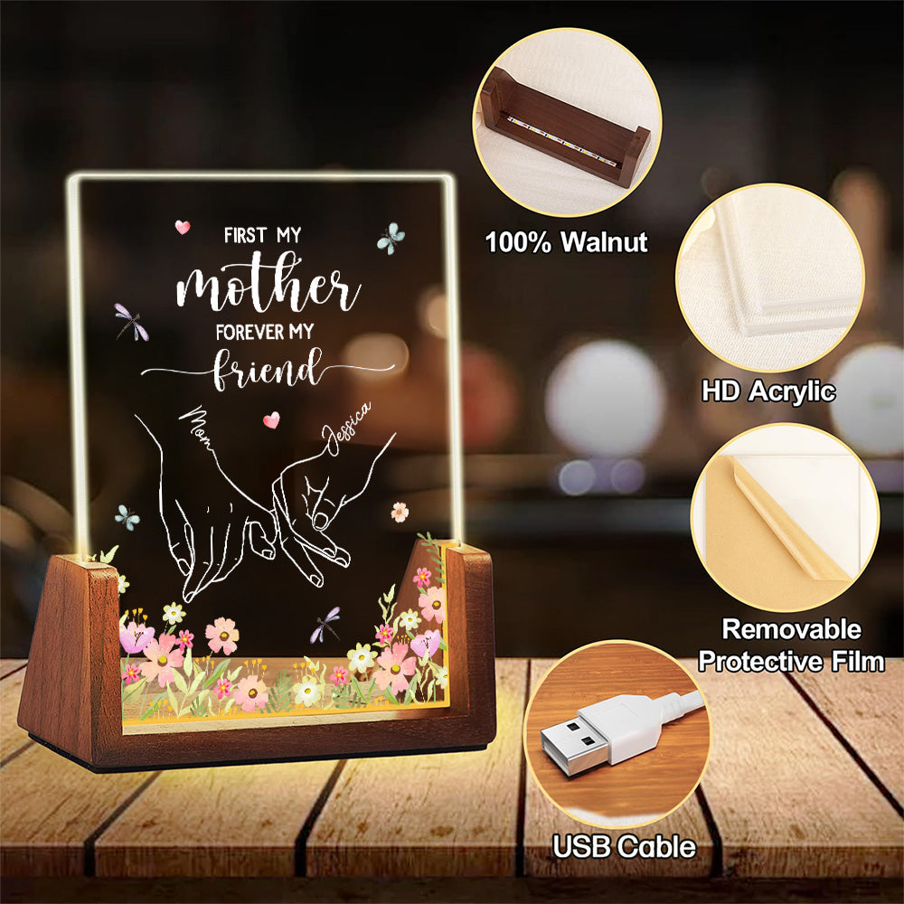 Custom Gift for Mom Grandma, Mother's Day Birthday • First My Mother Forever My Friend - Personalized Night Light