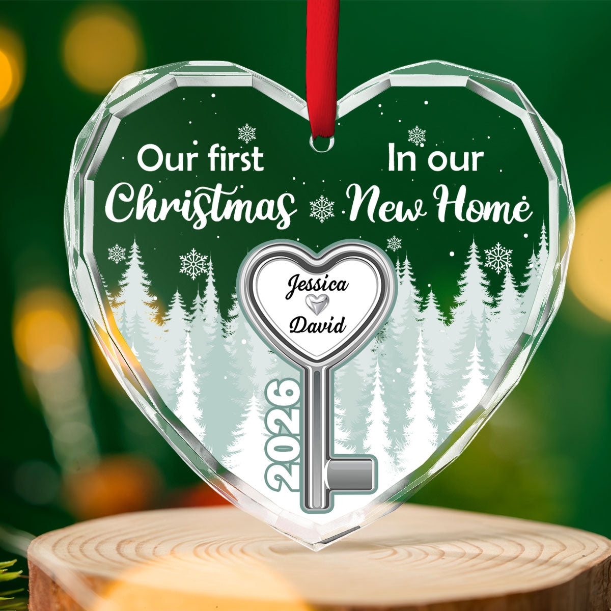 Custom Keepsake Christmas Ornament •  Our First Christmas In Our New Home - Personalized Glass Ornament