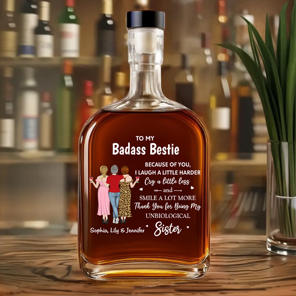 Because Of You I Laugh A Little Harder - Personalized Spirits Decanter