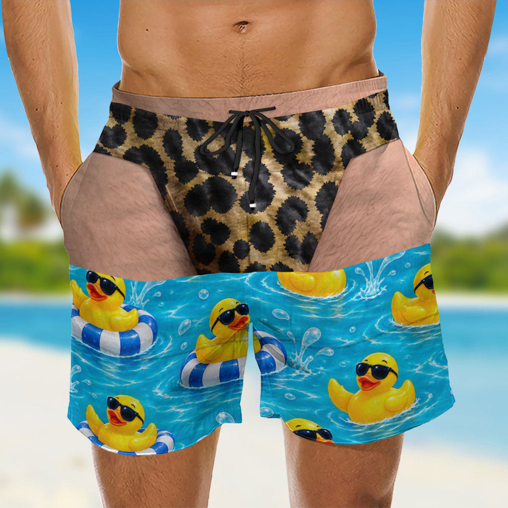 Custom Funny 3D Body Swim Trunks for Men, Birthday Summer Gift • Rear View Revival - Personalized Beach Shorts