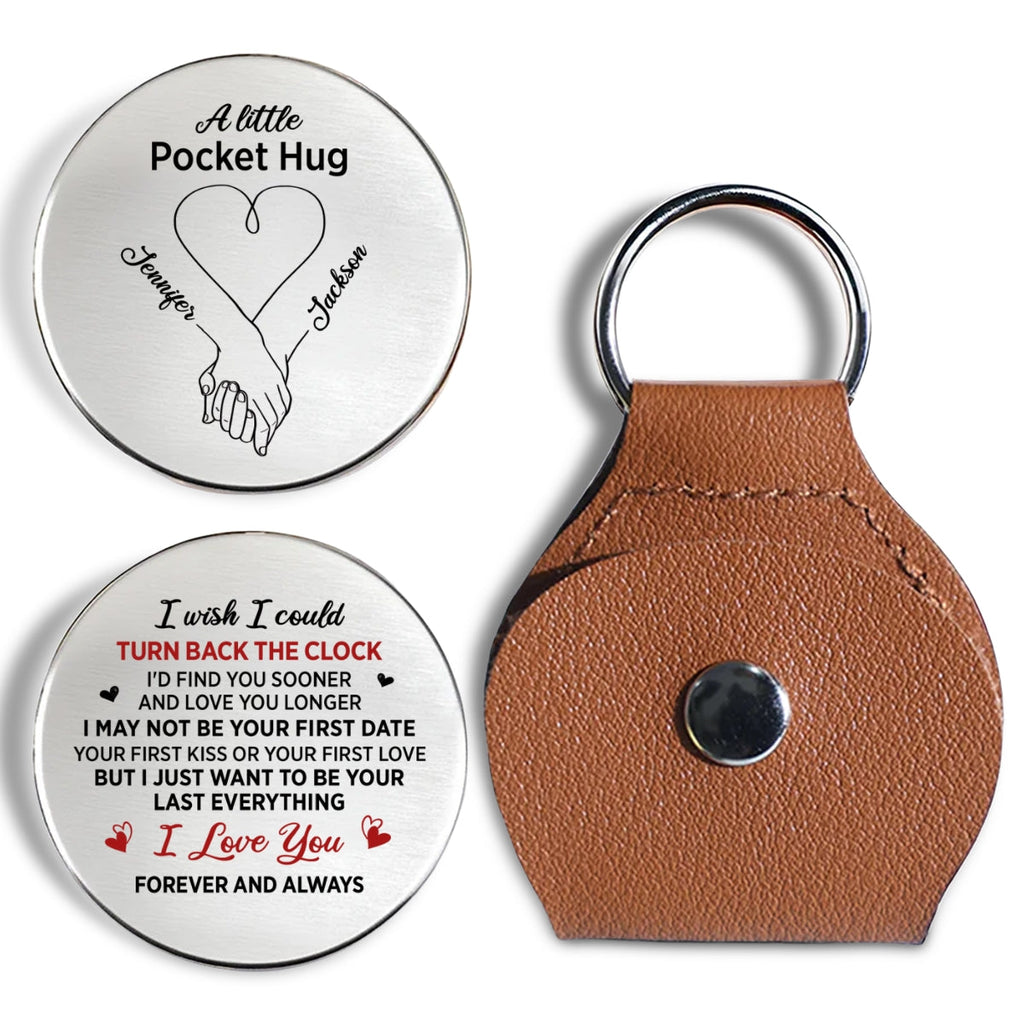 Custom Coin Keychain for Husband, Couple Anniversary Valentine's Day Gifts • Turn Back The Clock - Personalized Pocket Hug