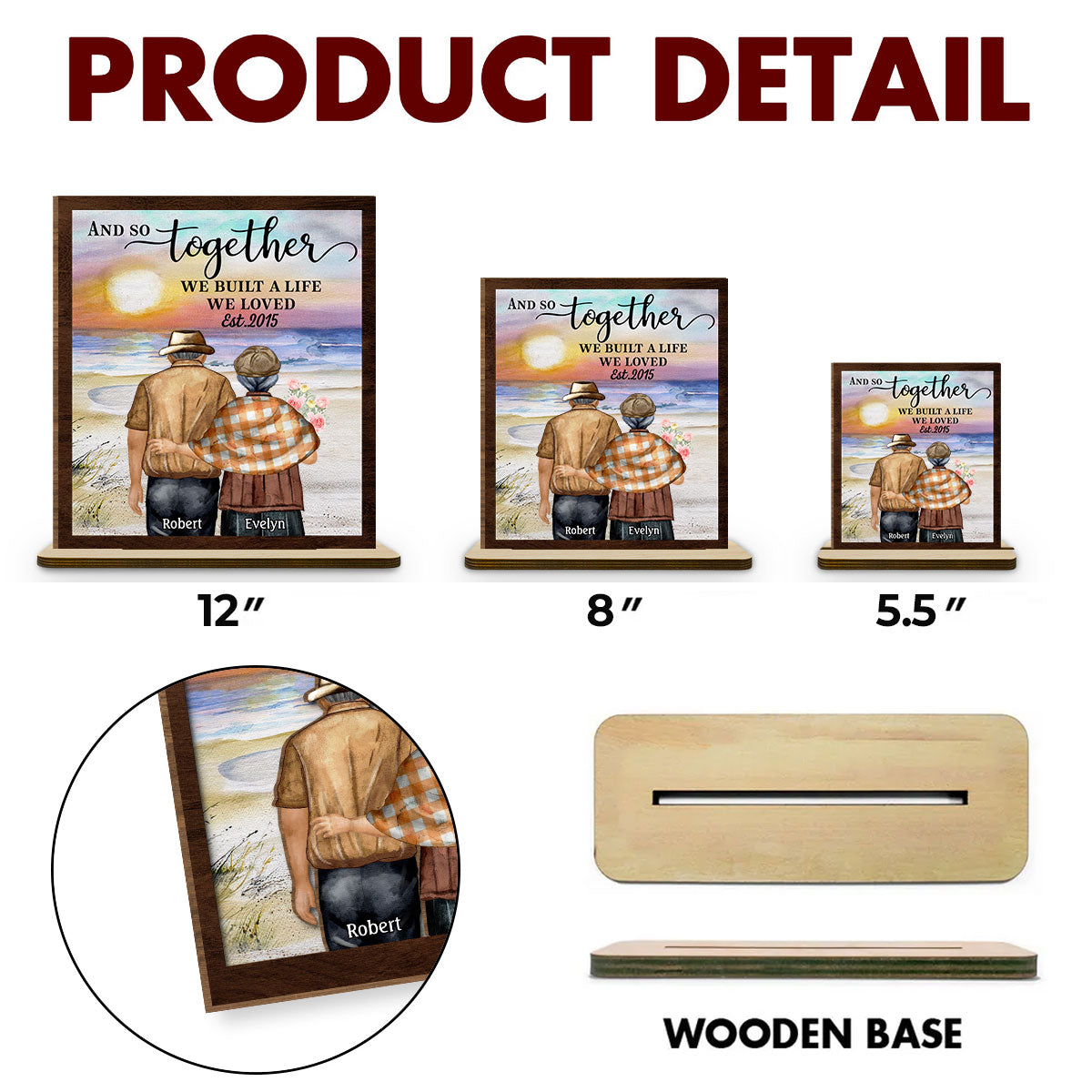Custom Couple's Decor, Anniversary & Wedding Gift • Love Forever - Personalized 2-Layer Wood Plaque With Flat Base