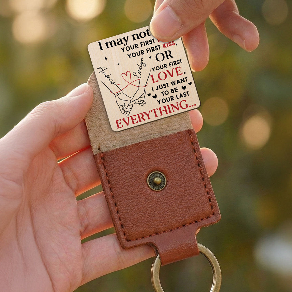 Custom Coin Keychain for Husband, Couple Anniversary Valentine's Day Gifts • Your Last Everything - Personalized Wooden Pocket Hug