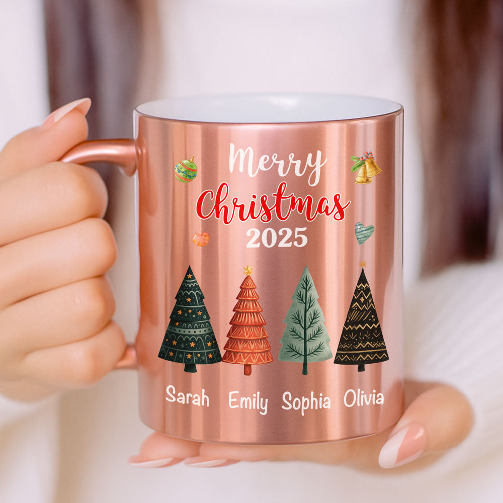 Custom Best Friend, Christmas & Birthday Friendship Keepsake Gift • Merry Christmas 2025 - Personalized Metallic Mug