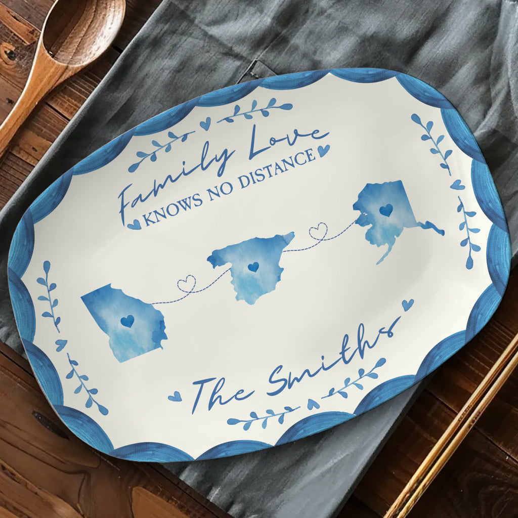 Family Love Knows No Distance - Personalized Platter