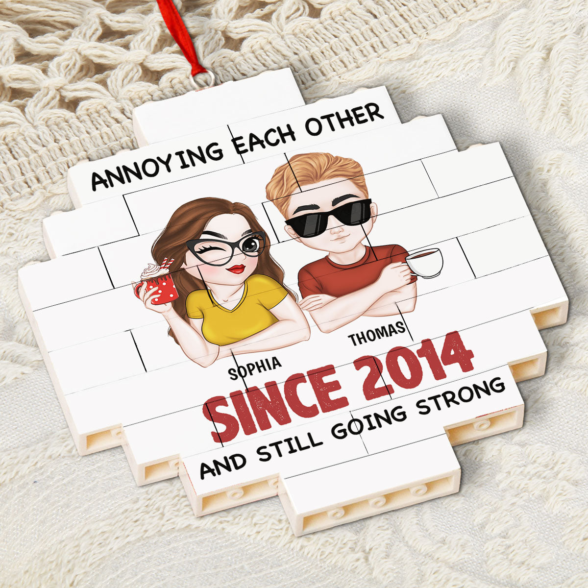 Custom Couple Christmas Ornament, Anniversary Gift •  Only You - Personalized Puzzle Ornament