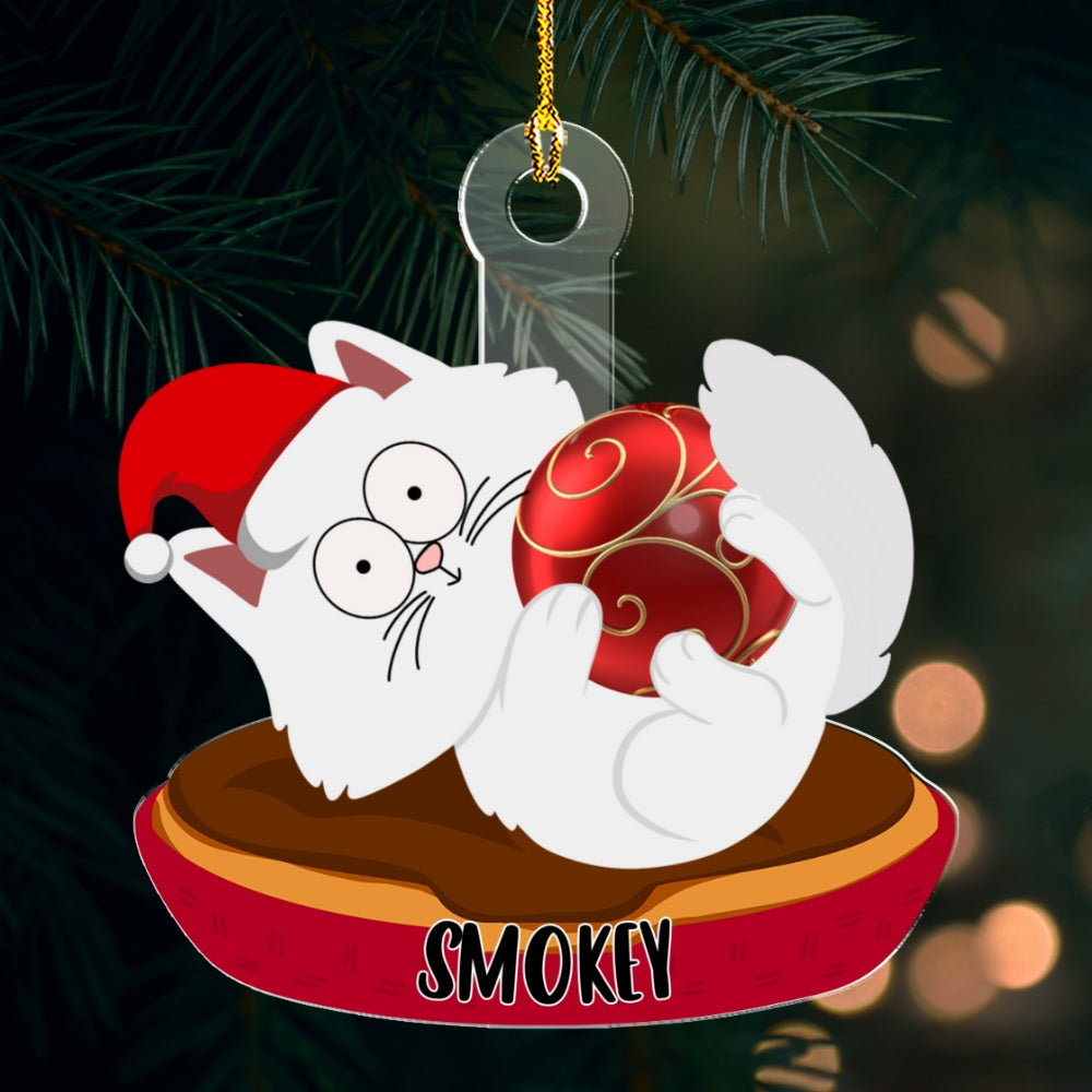 Custom Keepsake Christmas Ornament •  Swinging Cat Ver 2 - Personalized Acrylic Ornament