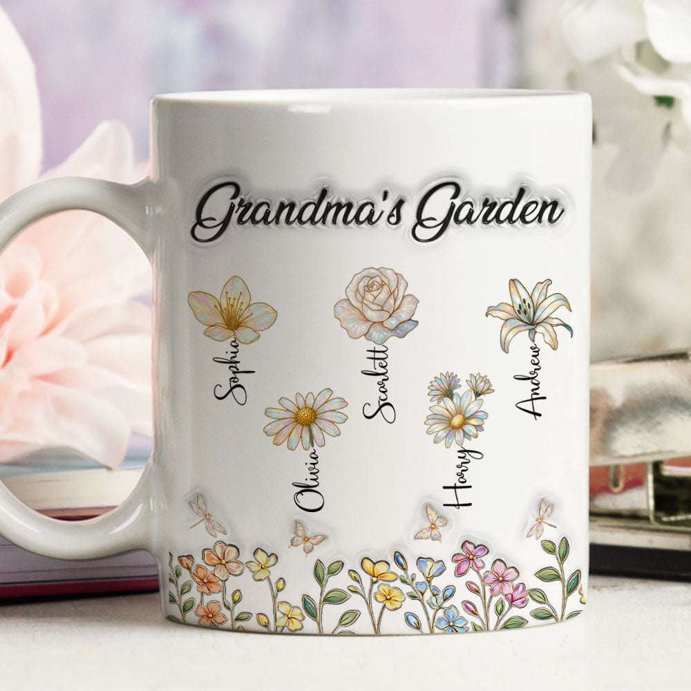 Custom Christmas & Birthday Gift For Grandma • Lovely Grandma Garden - Personalized 3D Inflated Effect Mug