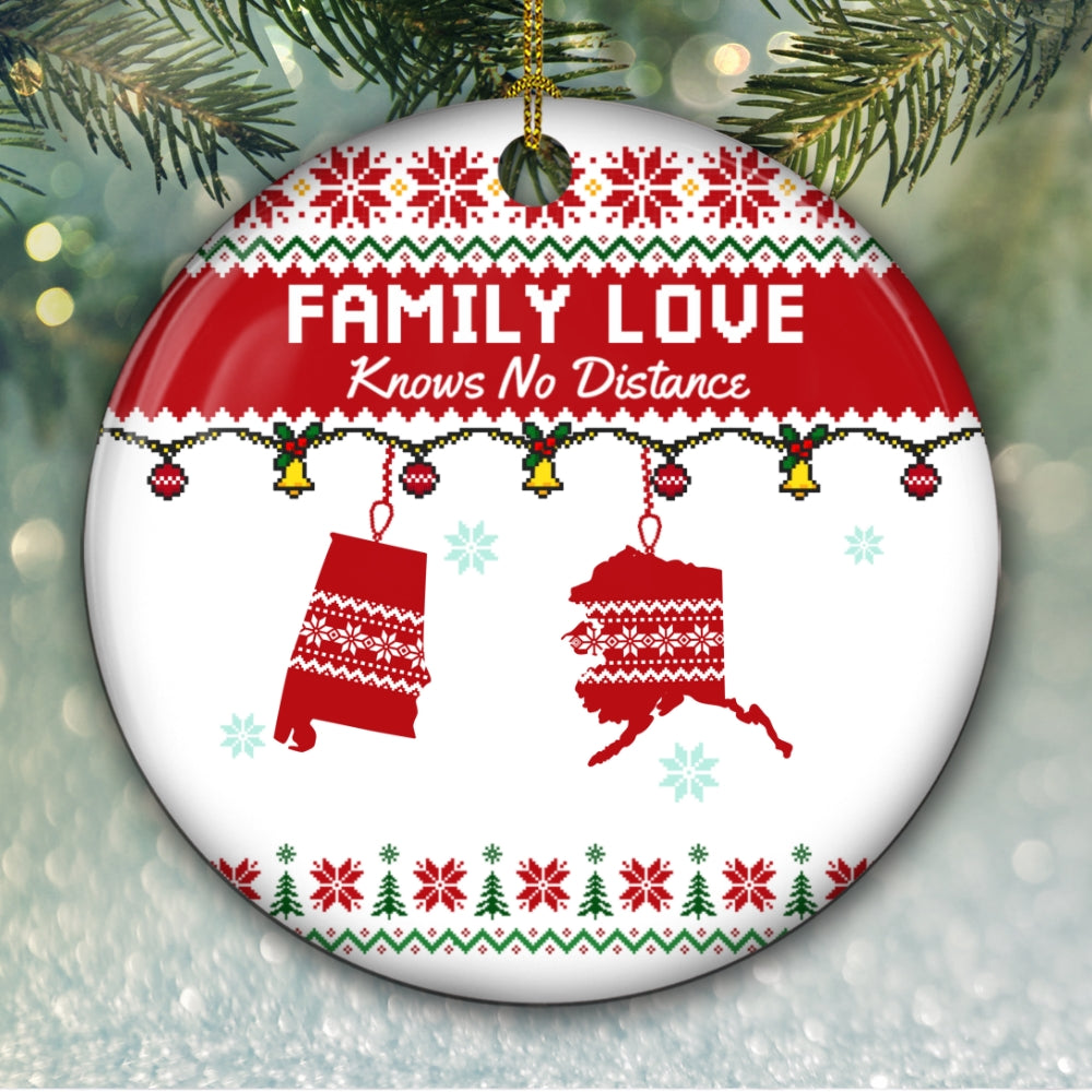Custom Family Ornament, Christmas Gift for Family Members •  No Matter Where You Are - Personalized Ceramic Ornament
