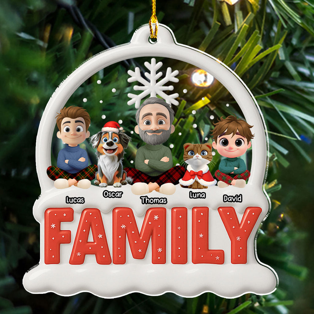 Custom Family Ornament, Christmas Gift for Family Members •  Together Forever Round Version - Personalized 3D Effect Acrylic Ornament