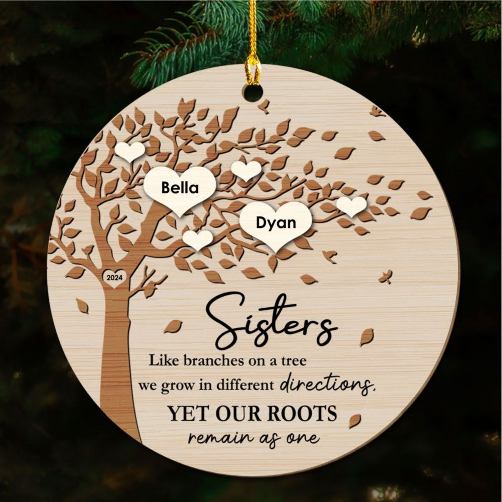 Custom Keepsake Christmas Ornament •  Our Roots Remain As One - Personalized Wood Ornament