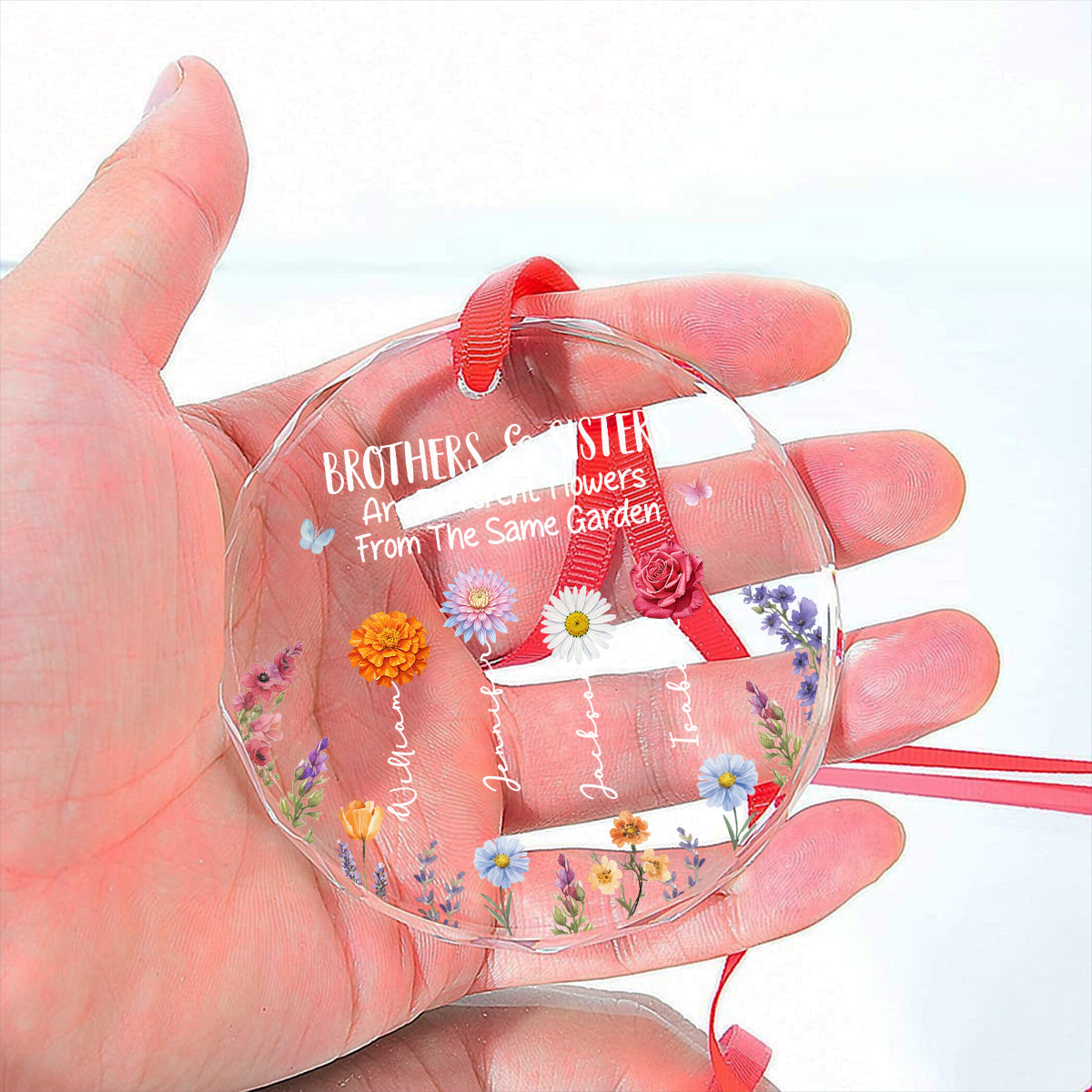 Custom Brothers & Sisters Christmas Ornament •  Brothers And Sisters Grow Love - Personalized Glass Ornament