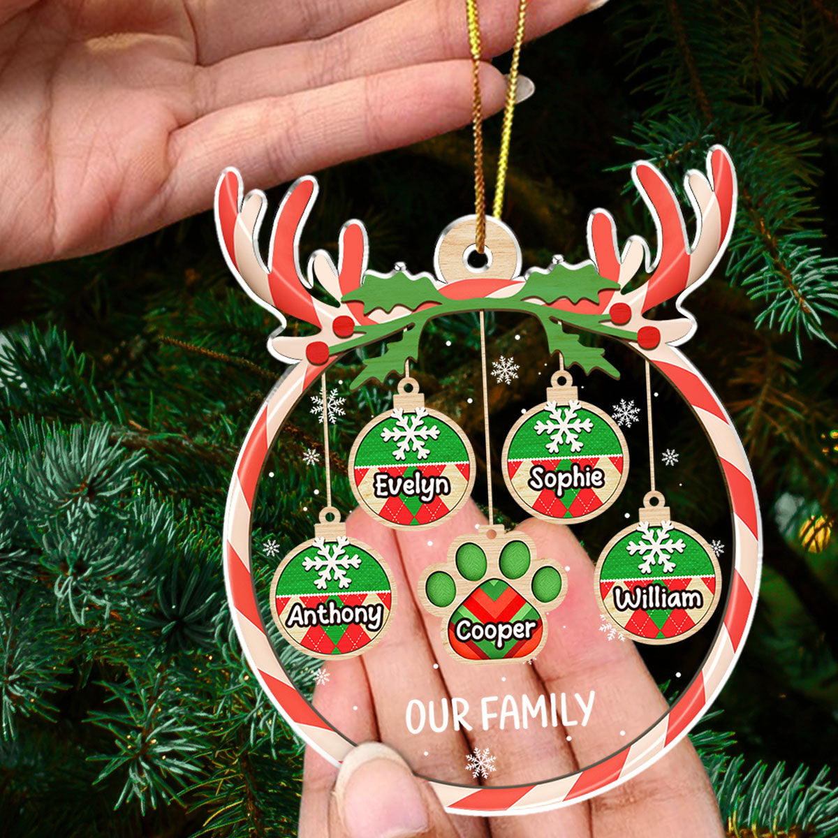 Custom Family Ornament, Christmas Gift for Family Members •  Our Christmas - Personalized Acrylic Ornament