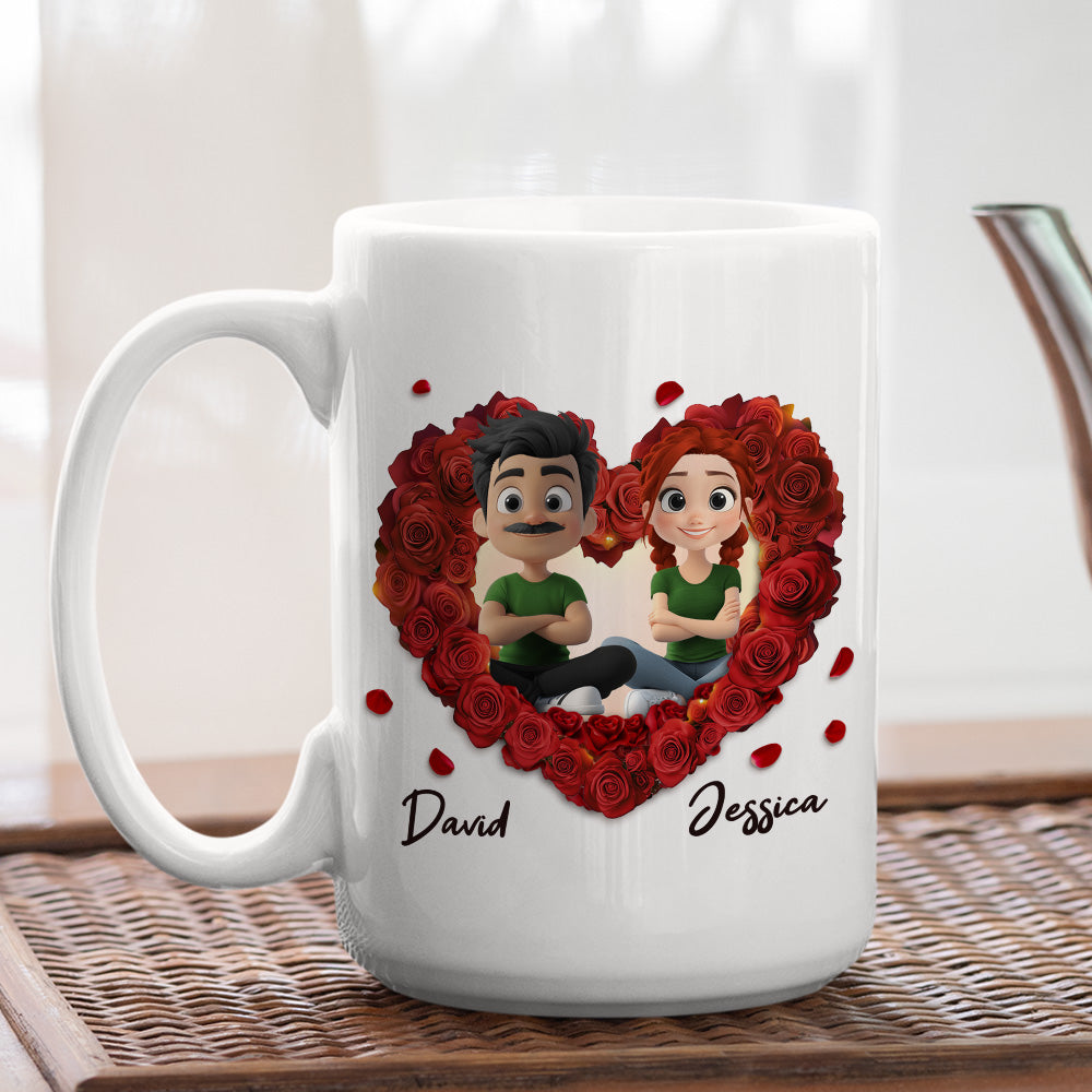 Custom Anniversary Keepsake Gifts For Couple • Romantic Red Rose Couple - Personalized Coffee Mug