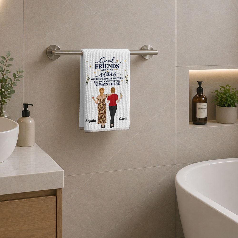 Custom Sister Kitchen Towel With Names, Birthday Christmas Gift For Sister Sibling • Always There - Personalized Kitchen Towel