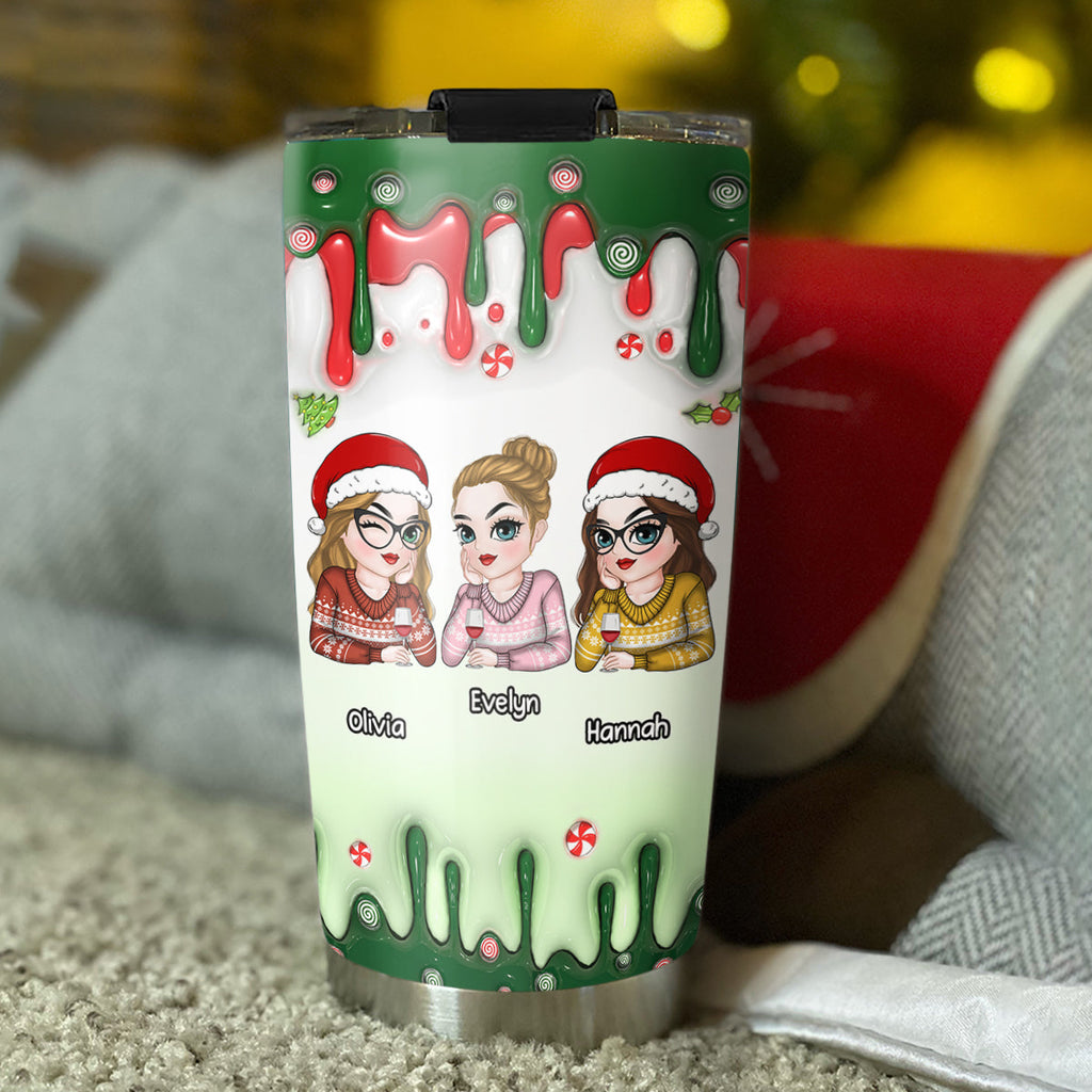 Custom Christmas Birthday Gifts For Best Friend • Merry Christmas My Bestie - Personalized 3D Inflated Effect Tumbler