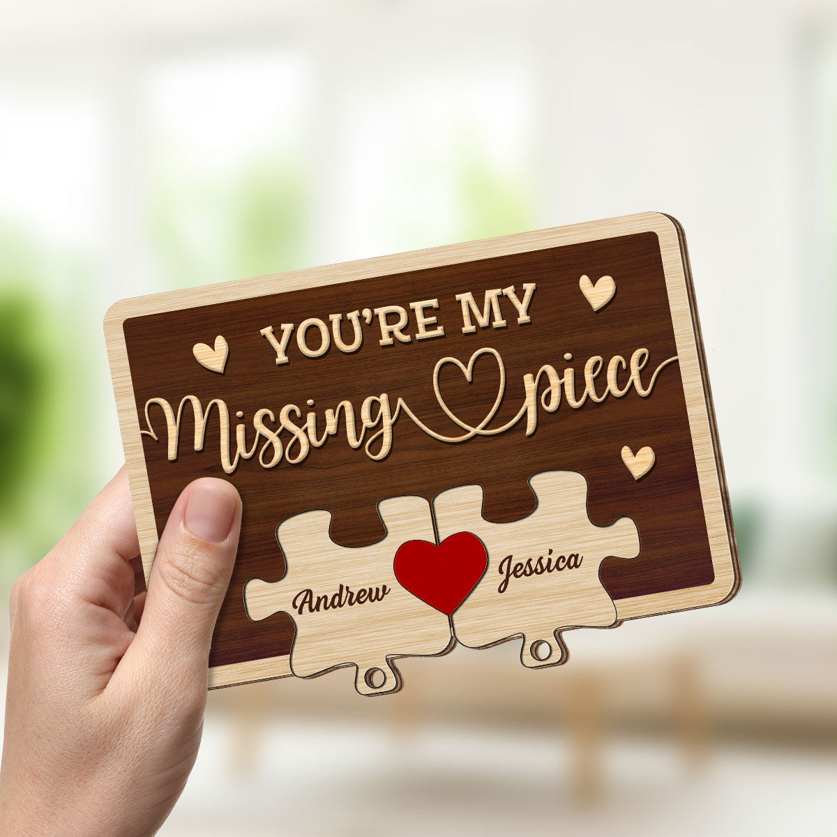 My Missing Piece - Personalized Wooden Key Holder With Keychain