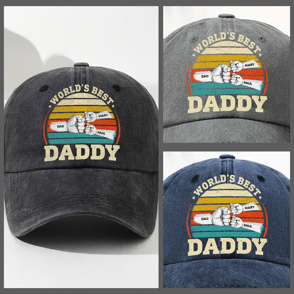 Custom Father's Day Christmas Birthday Gifts for Dad • Our Best Daddy - Personalized Vintage Washed Denim Cap